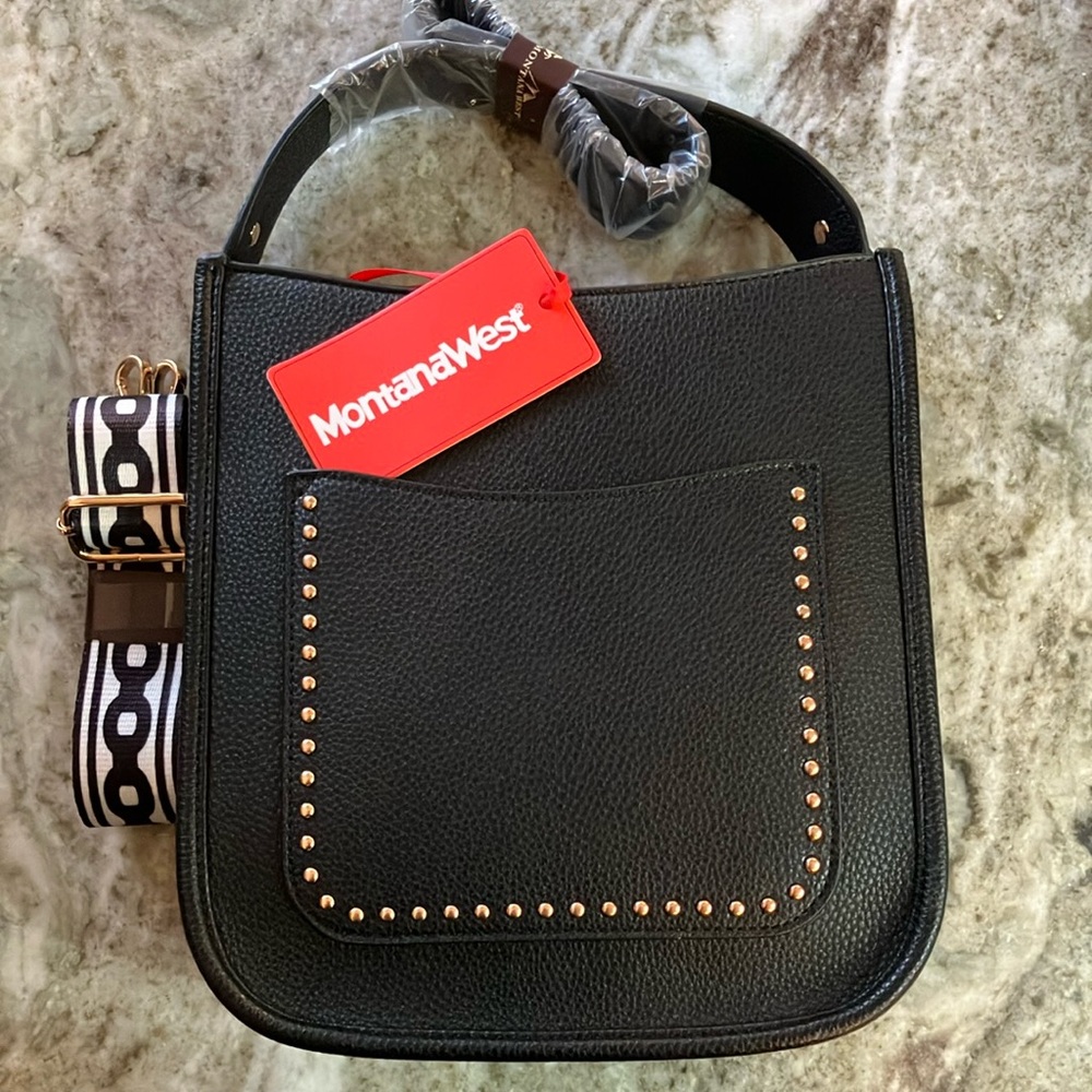 Montana West Faux Leather Crossbody/Shoulder Black